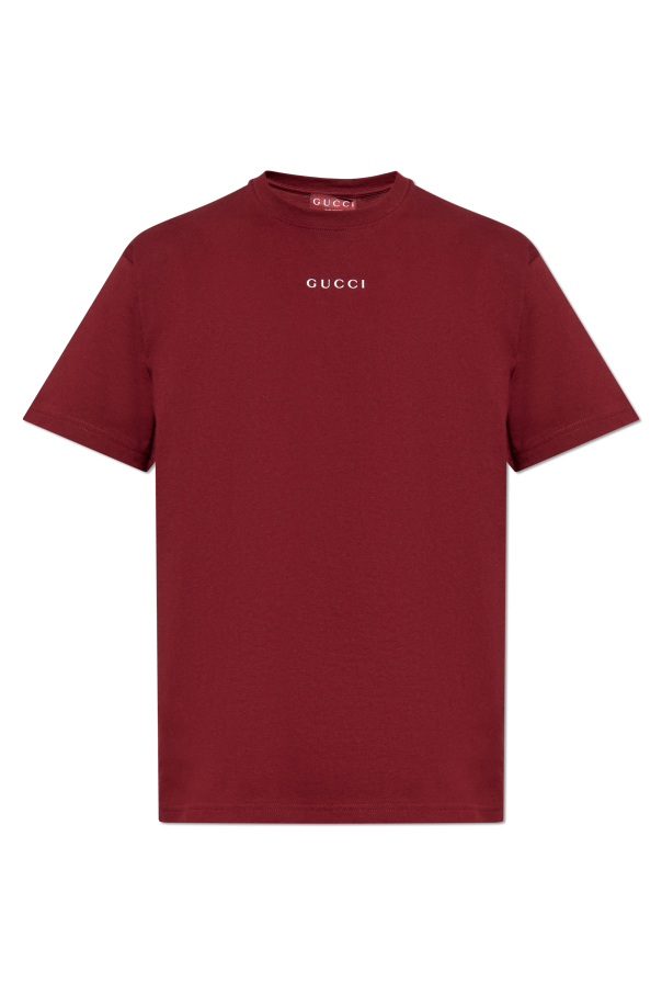 Tシャツ・カットソー Gucci Short Sleeve T-Shirt Cotton jersey T-shirt with Gucci print in black | GUCCI® PL